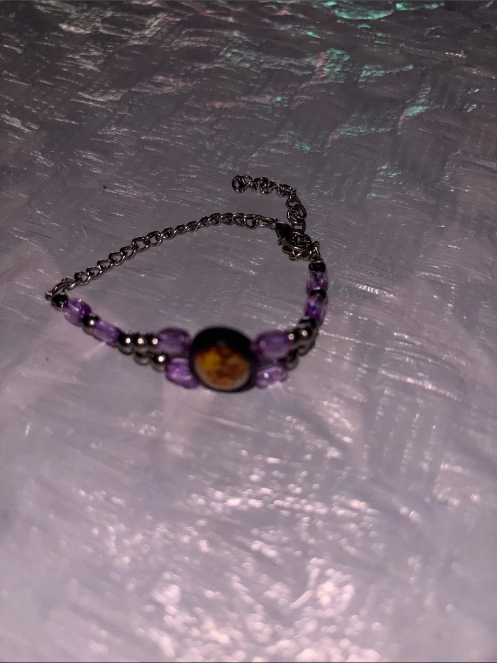 Kids Purple Beaded Bracelet with Silver Accents